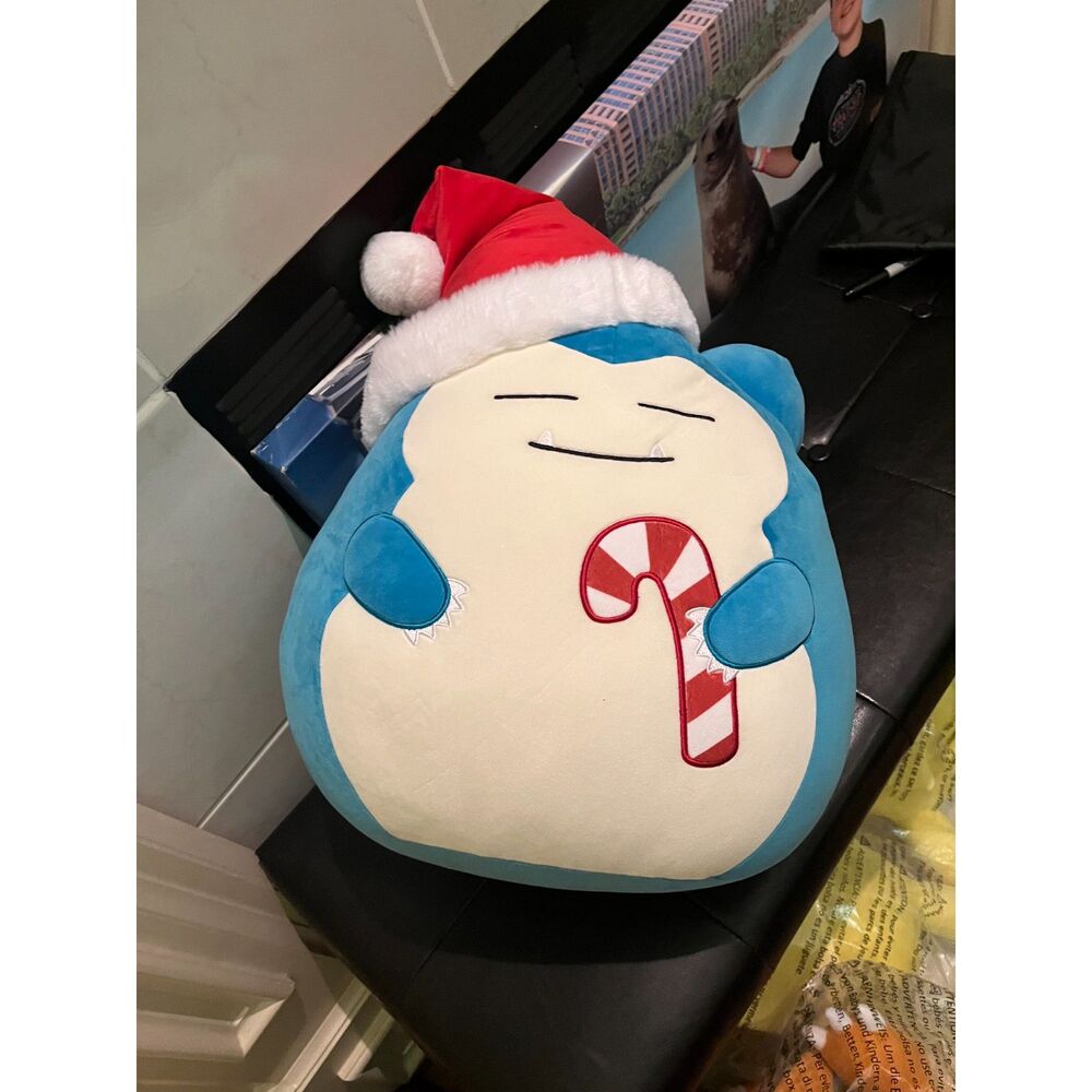 Pokemon Squishmallows Holiday Snorlax 14in Santa Hat Candy Cane Target Exclusive